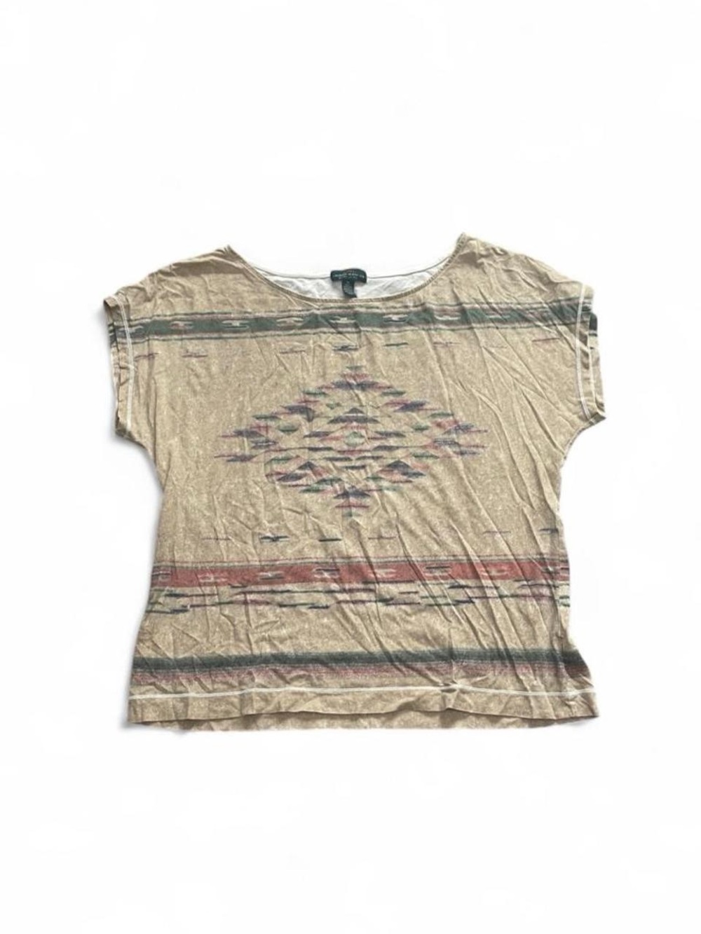 Lauren Ralph Lauren Women XL Short Sleeve Boat Neck Blouse Aztec Southwest